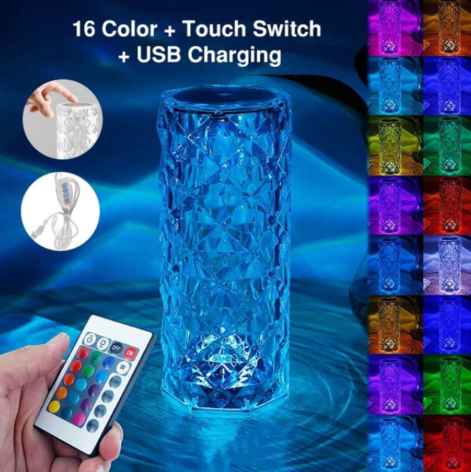 LED Crystal Rose Night Light Table Lamp